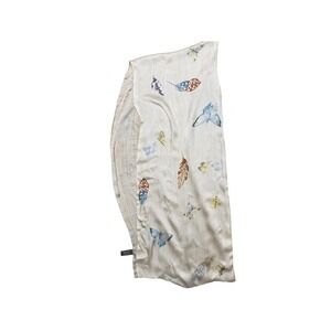 60x 12in Designer Echo Butterfly Feather‎ Print Scarf Shawl Wrap Light 100% silk